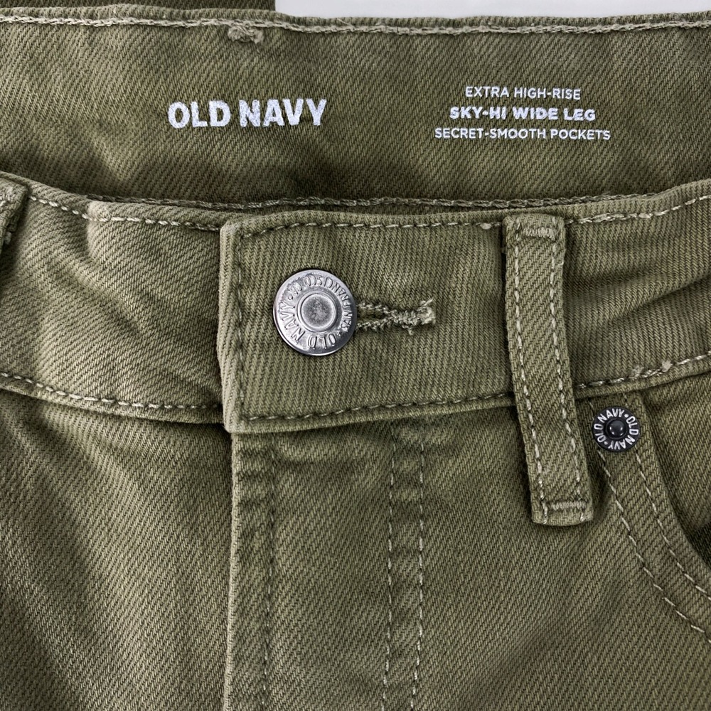 NWT Extra High Rise Wide Leg‎ Sailor Jeans 4 Olive Green Retro 70s Chic Minimal - Picture 3 of 10